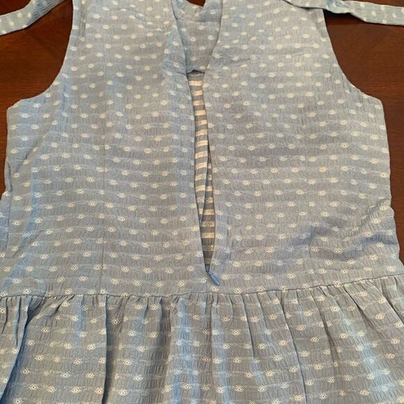 Calvin Clain mock neck chambray dot print babydoll dress size 4 - Picture 5 of 6